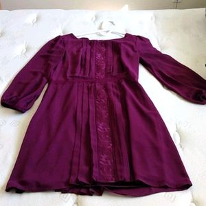 3/4 length sleeve purple dress